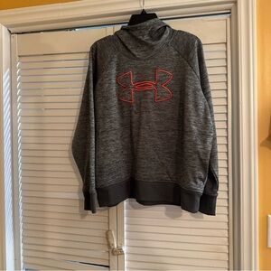 Under Armour Charcoal Hoodie with Vibrant Red Emblem